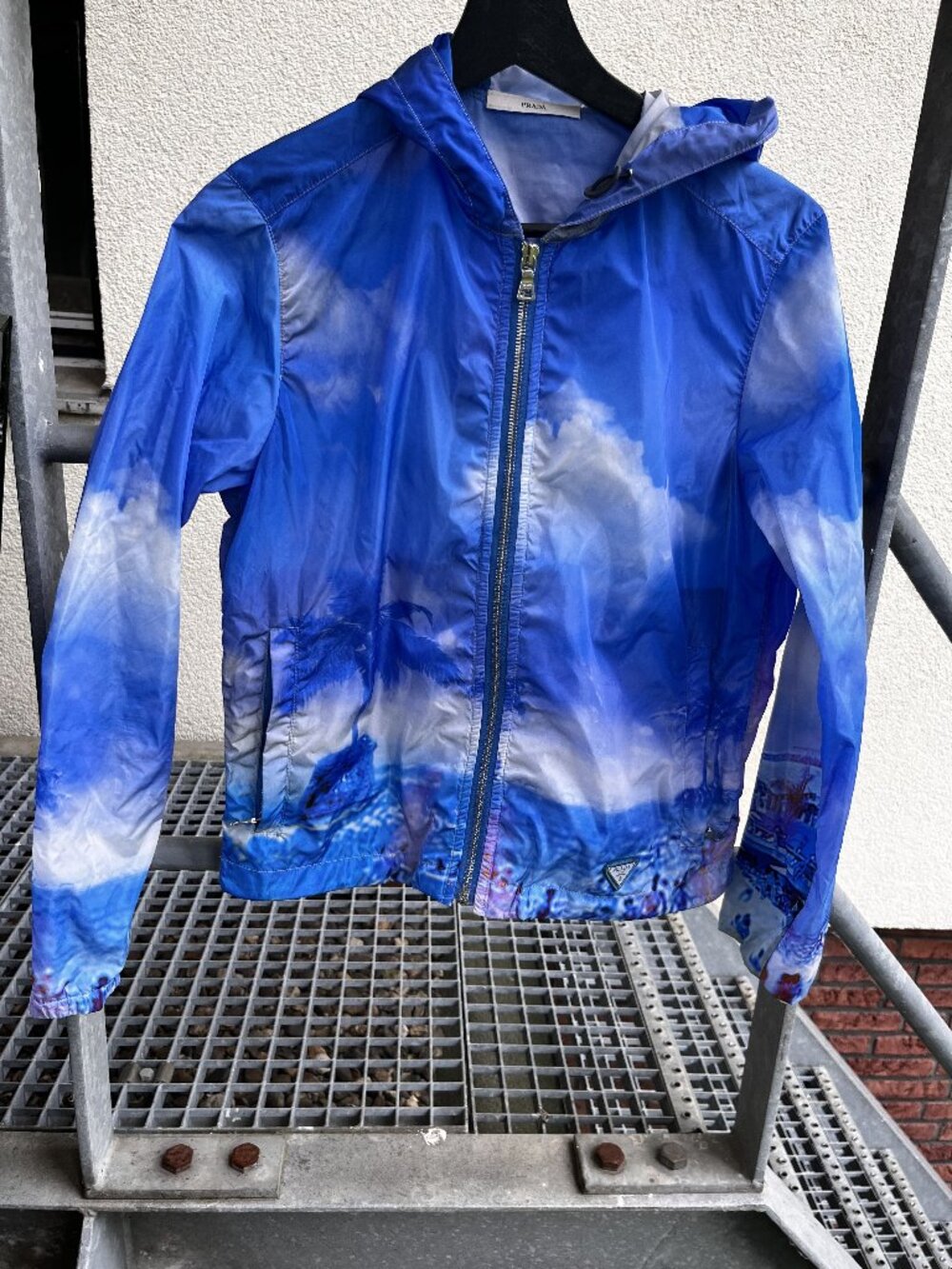 Prada - SS10 Hooded Jacket Blue and White Print Preloved